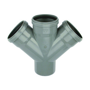 PVC manchet dubbel T-stuk 45° 110mm SN4 grijs mof/spie