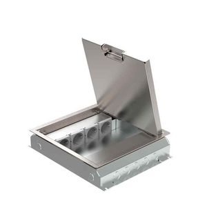 Vloercontactdoos instort 50mm 4x wandcontactdoos 4x M45 leeg RVS T15 klapd.