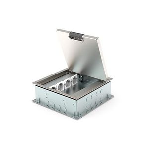 Vloercontactdoos instort 80mm 4x wandcontactdoos 4x M45 leeg RVS T15 klapd.