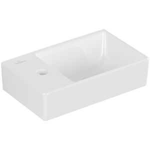 Fontein Avento 360x220mm wasbak rechts wit met kraangat links zonder overloop
