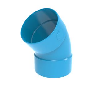 Bocht lijm 45° PVC luchtverdeelsysteem VENTIZA blauw Ø125mm mof/mof