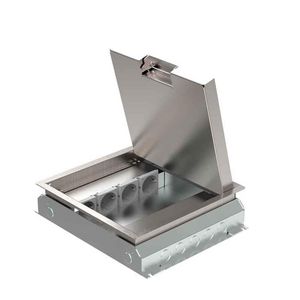 Vloercontactdoos instort 50mm 4x wandcontactdoos 4x M45 leeg RVS T25 klapd.