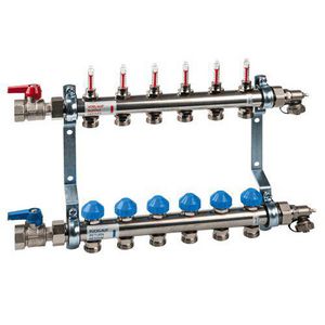 Verdeler vloerverw.HKV2013AF-ESQ-KHTS VA02 2 kringen 1" RVS