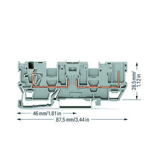 1-draads/1-pins basisklem 2-voudige dwarsbrug draagr VVE=50