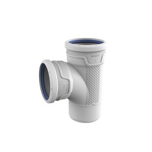 PROMO T-stuk stromend PP AS+ geluidsarm 87° lichtgrijs 110mm mof x mof x spie (3462511009)