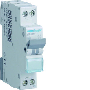 Installatieautomaat 1-polig + Nul 2A C-karakteristiek 4,5kA