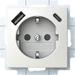 Wandcontactdoos ra kv + 1xUSB-A + 1xUSB-C voeding SI-B-alpinwit (20 EUCB2USBAC-914)