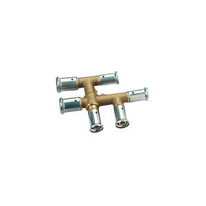 Passeerkruisstuk persaansluiting 31P 20x16x16mm vernikkeld