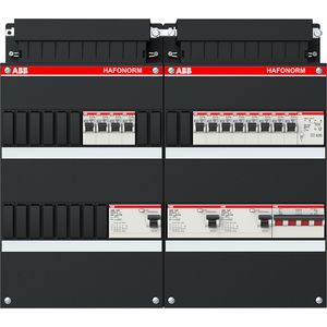 Installatiekast 12x achter 3x 30mA + T + HS 3-f