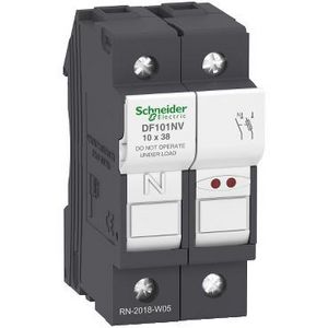 Zekeringhouder+Indicator 1-polig + Nul 32A Zekeringmaat 10x38mm VVE=6