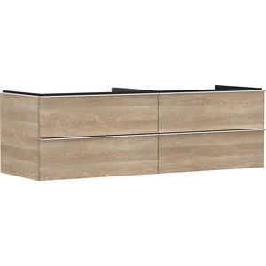 Onderkast Natural Oak 1560x550mm 4x la voor consoles met waskom greepkleur chroom Xelu Q 54092000