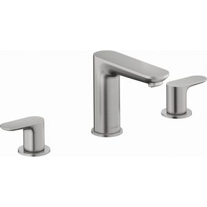 Wave 3-gats wastafelkraan rvs geborsteld sprong 129mm