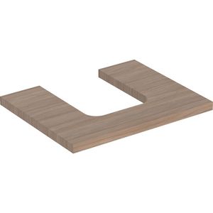 Wastafelblad voor opzetwastafel 60cm eiken uitsparing afgerond gecentreerd ONE