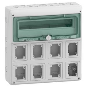 Verdeler contactdoos 1x18 modulen 8 openingen 90x100mm (W)448mm
