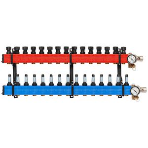 Vloerverwarmingsverdeler 4010 (zonder pomp) zijaansl. 10-145l/u 15-groeps