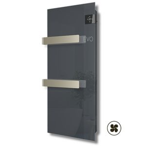 Radiator met glazen infrarood paneel E-Comfort SILK BLOW 900x400mm 1000W grijs incl. handdoekbeugels