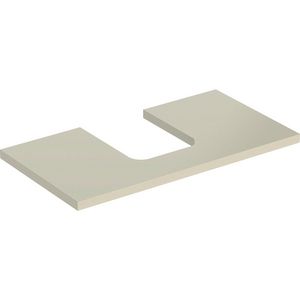 Wastafelblad voor opzetwastafel 75cm zandgrijs hoogglans uitsparing afgerond gecentreerd ONE