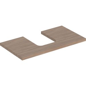 Wastafelblad voor opzetwastafel 75cm eiken uitsparing afgerond gecentreerd ONE