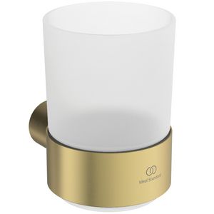 bekerhouder m beker van gesatineerd glas rond brushed gold (mat goudkleurig) T