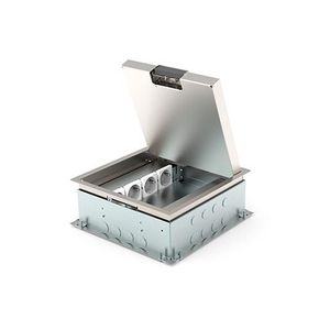 Vloercontactdoos instort 80mm 4x wandcontactdoos 4x M45 leeg RVS T25 klapd.