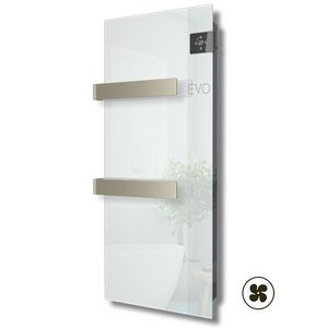 Radiator met glazen infrarood paneel E-Comfort SILK BLOW 900x400mm 1000W wit incl. handdoekbeugels
