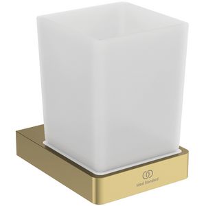 bekerhouder m beker van gesat. glas rechthoekig brushed gold (mat goudkleurig) T450