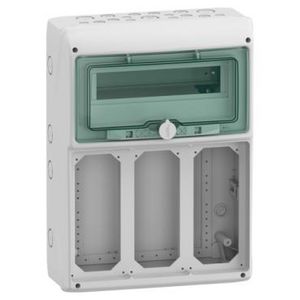 Verdeler contactdoos combinatie 1x12 mod 3 openingen 103x225mm