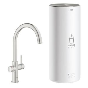 Red duo keukenmengkraan supersteel (rvs look) incl. c-uitloop+combiboiler