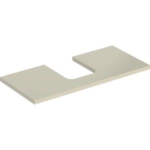 Wastafelblad voor opzetwastafel 105cm zandgrijs hoogglans uitsparing afgerond gecentreerd ONE