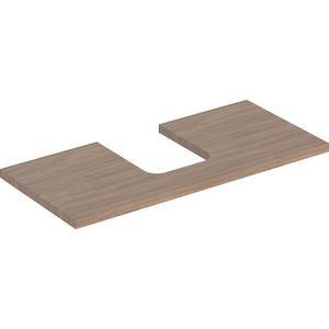 Wastafelblad voor opzetwastafel 105cm eiken uitsparing afgerond gecentreerd ONE