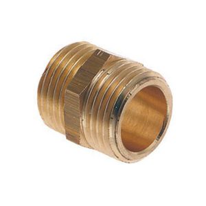 Dubbele nippel messing 1/4" bt.