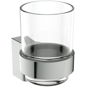 CONNECT transpar. glas met houder (wand) chroom
