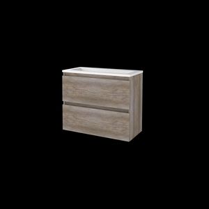 Set START-39 onderkast scotch oak 80cm greeploos 2x la acryl wastafel 1x kraangat (S39GL80A1SO)