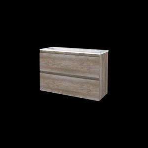 Set START-39 onderkast scotch oak 100cm greeploos 2x la acryl wastafel z/ kraangat (S39GL100A0SO)