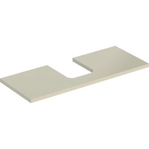 Wastafelblad voor opzetwastafel 120cm zandgrijs hoogglans uitsparing afgerond gecentreerd ONE
