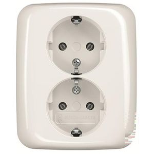 Wandcontactdoos randaarde dubbel inbouw R-alpin wit (202 EUJR-214)