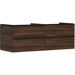 Onderkast Dark Walnut 1360x550mm 4x la voor consoles met waskom greepkleur mat zwart Xelu Q 54089670