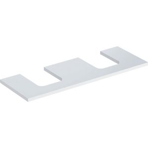 Wastafelblad voor opzetwastafel 135cm wit hoogglans uitsparing afgerond links + rechts ONE