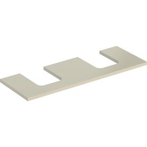 Wastafelblad voor opzetwastafel 135cm zandgrijs hoogglans uitsparing afgerond links + rechts ONE