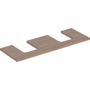 Wastafelblad voor opzetwastafel 135cm eiken uitsparing afgerond links + rechts ONE