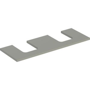 Wastafelblad voor opzetwastafel 135cm greige mat uitsparing afgerond links + rechts ONE