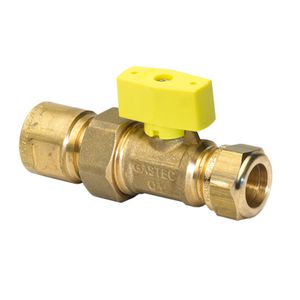 Gaskogelkraan messing 15x1/2"xkoppeling bn. g