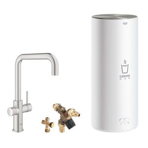 Red duo keukenmengkraan supersteel (rvs look) incl. u-uitloop+combiboiler