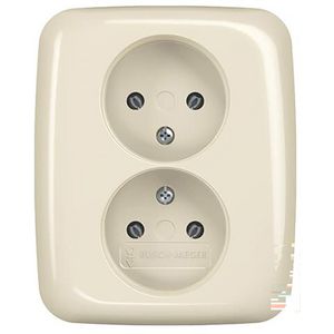 Wandcontactdoos dubbel inb SI creme (202 UJR-212)