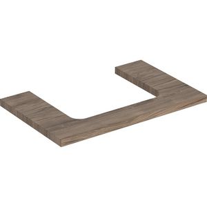 Wastafelblad voor opzetwastafel 75cm noten hickory uitsparing rechthoekig gecentreerd ONE