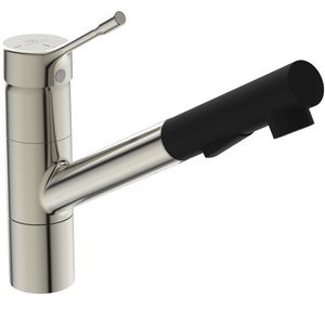 Keukenmengkraan hoog uittrek handdouche silver storm (rvs-look) Ceralook