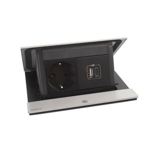 Bureau aansluitunit Pop-up 4 mod. geborsteld ALU 1 WCD+USB