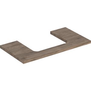 Wastafelblad voor opzetwastafel 75cm noten hickory uitsparing rechthoekig gecentreerd ONE