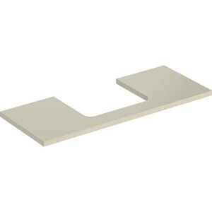 Wastafelblad voor opzetwastafel 120cm zandgrijs hoogglans uitsparing rechthoekig gecentreerd ONE