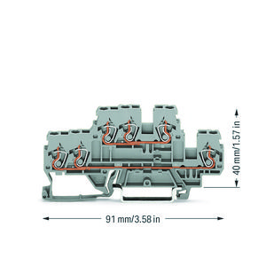3-draads 2-etageklem Rijg-/rijgklem L/L grijs VVE=50